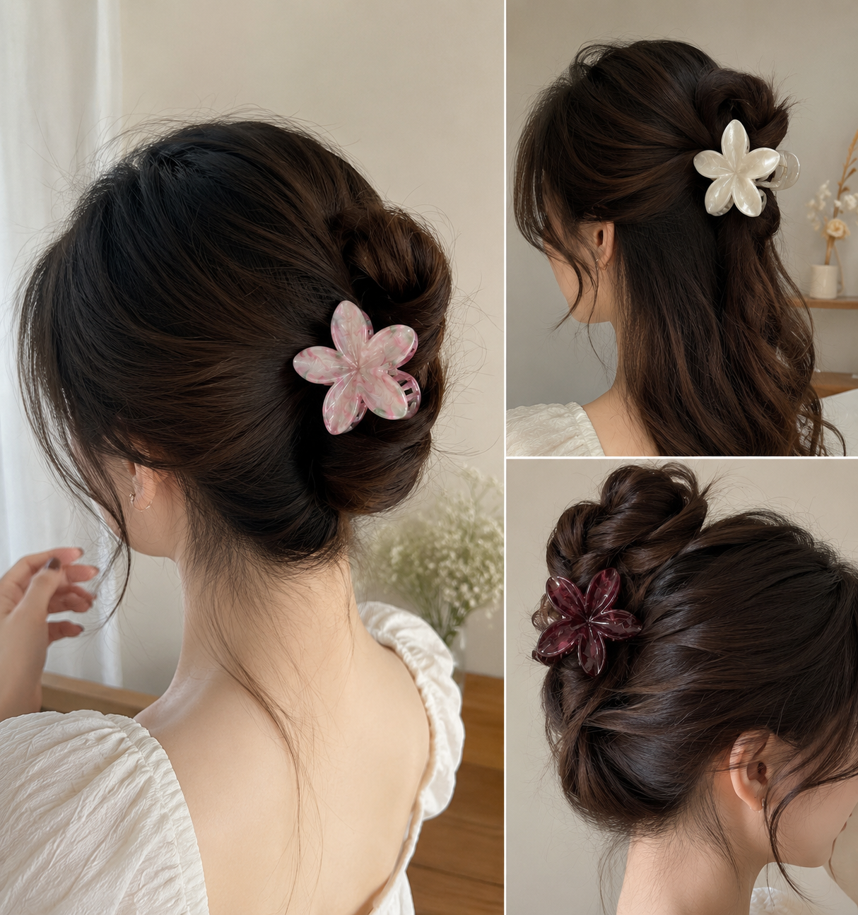 6pcs Elegant Flower Hair Claw Clip 🌸