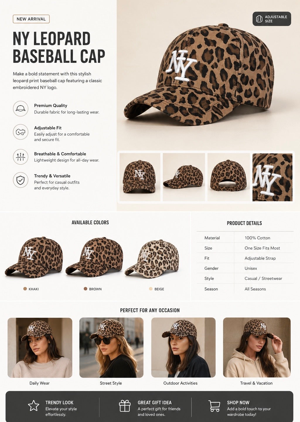 Leopard Print NY Baseball Cap 🐆