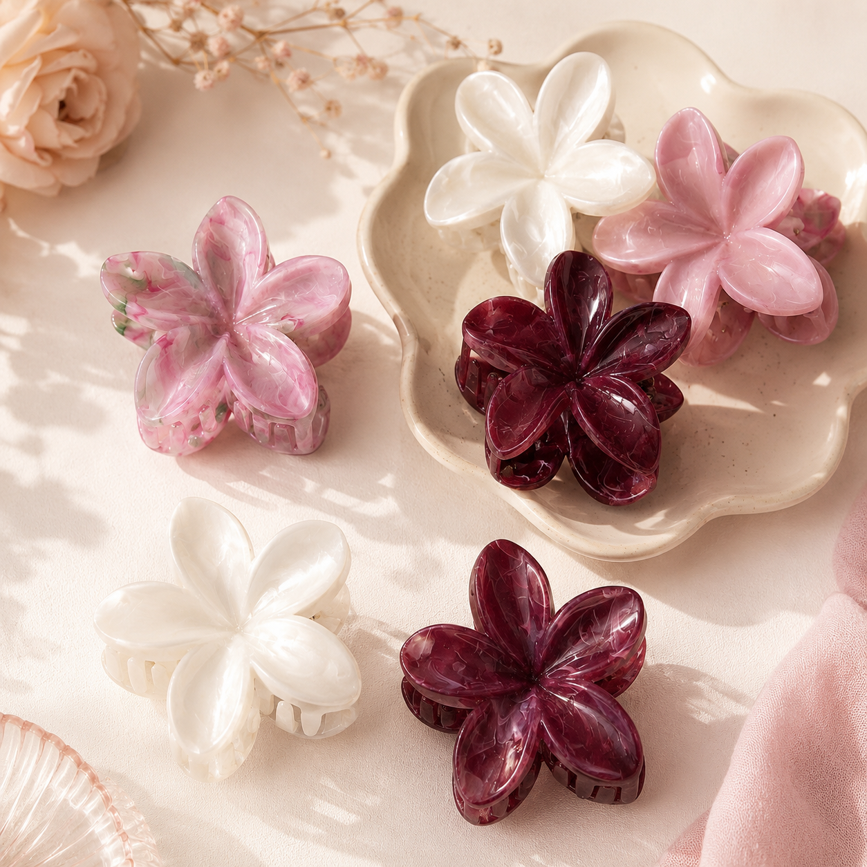 6pcs Elegant Flower Hair Claw Clip 🌸