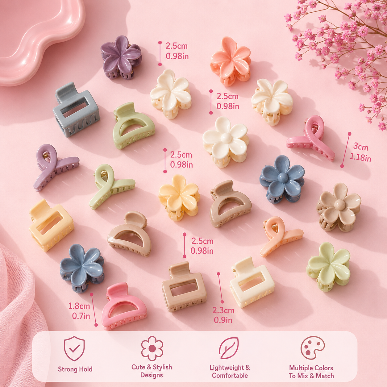 30pcs Pastel Mini Hair Claw Clips Set