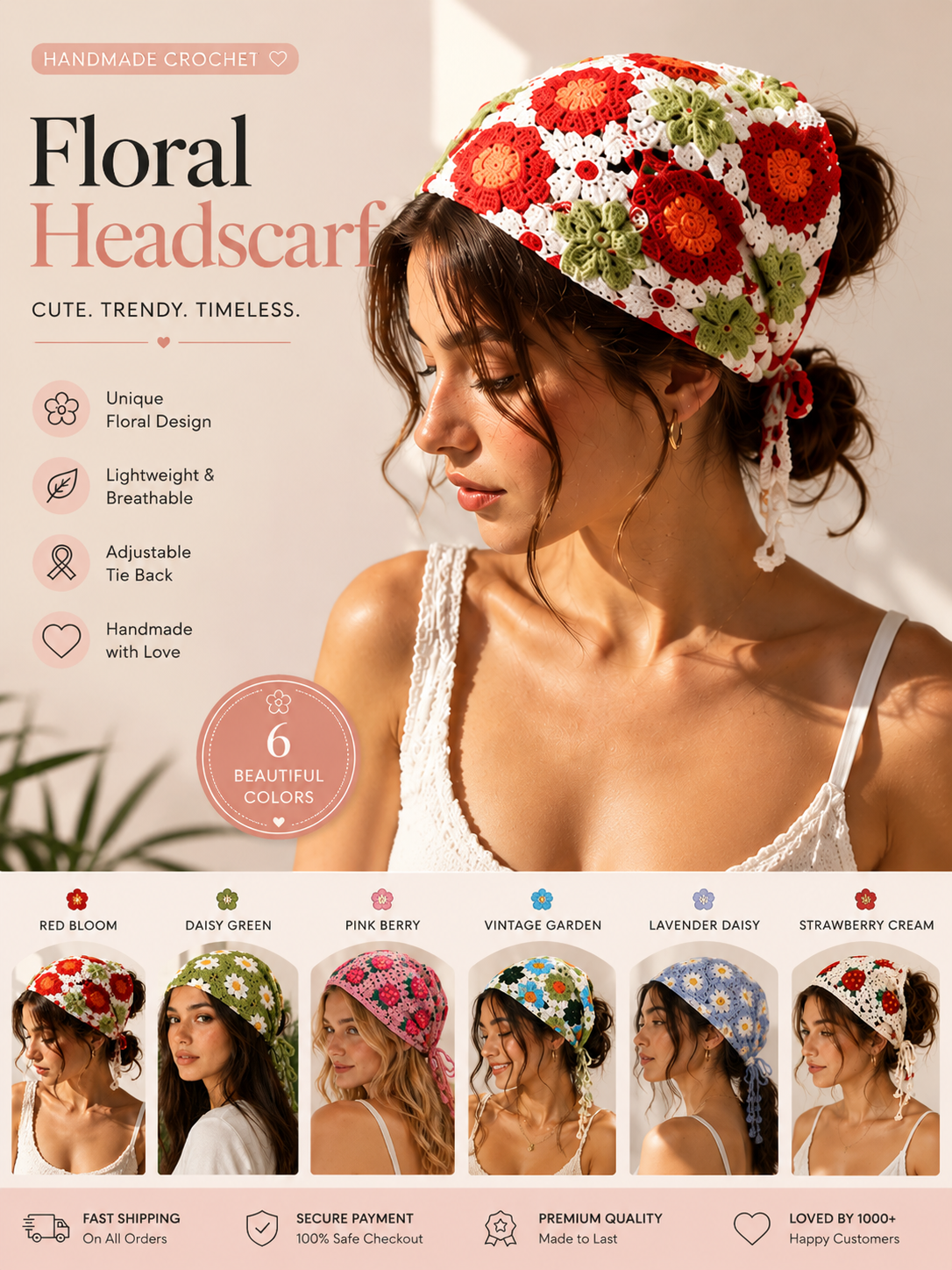 Bouvelle™ Handmade Crochet Headscarf